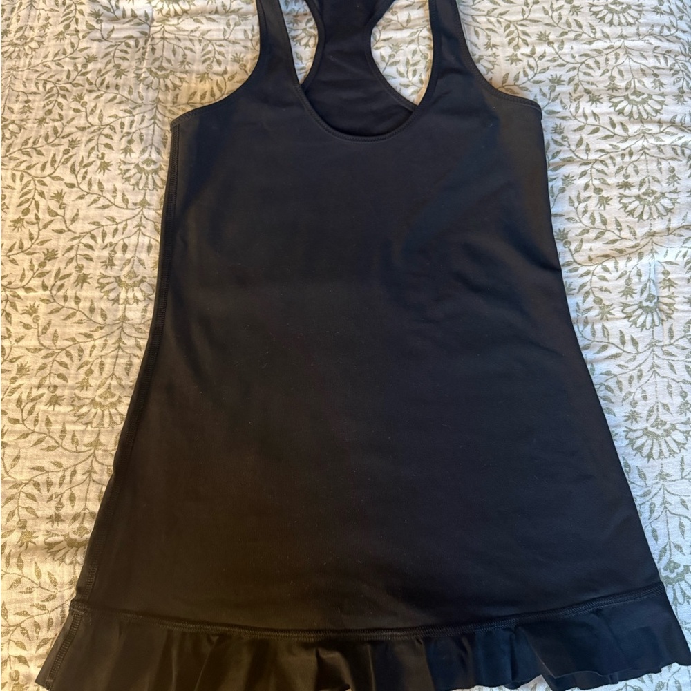 Black Lululemon Tank Top with Ruffle Hem